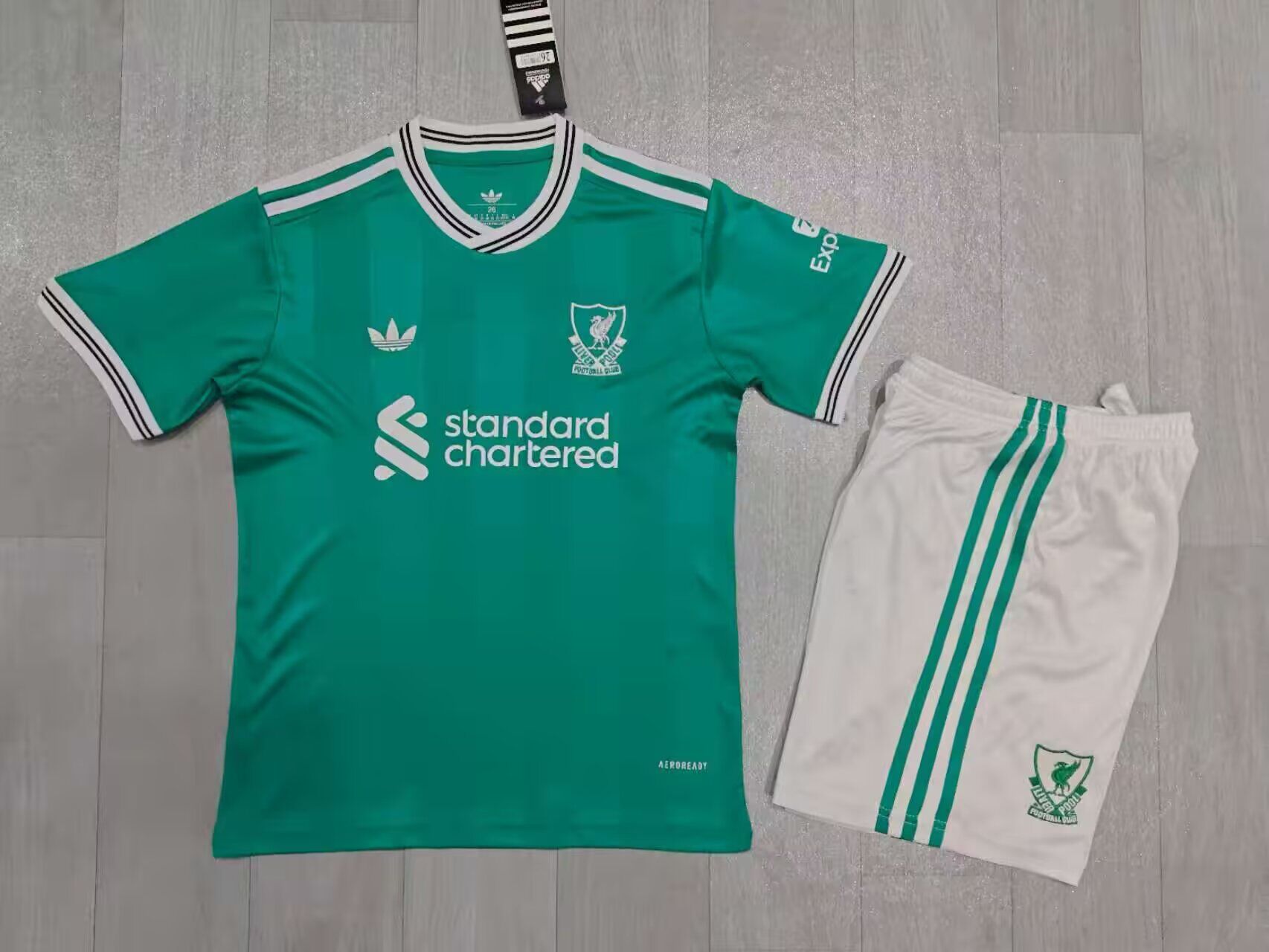 Kids-Liverpool 25/26 Third Green Leaked Soccer Jersey Kids-Liverpool 25/26 Third Green Leaked Soccer Jersey
